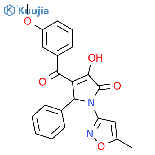 3-hydroxy-4-(3-methoxybenzoyl)-1-(5-methyl-1,2-oxazol-3-yl)-5-phenyl-2,5-dihydro-1H-pyrrol-2-one structure