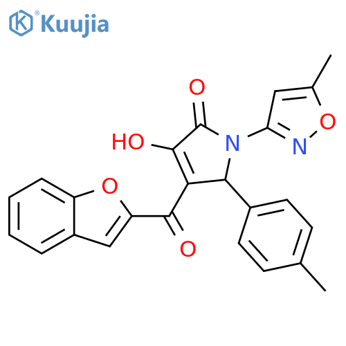 4-(1-benzofuran-2-carbonyl)-3-hydroxy-1-(5-methyl-1,2-oxazol-3-yl)-5-(4-methylphenyl)-2,5-dihydro-1H-pyrrol-2-one structure