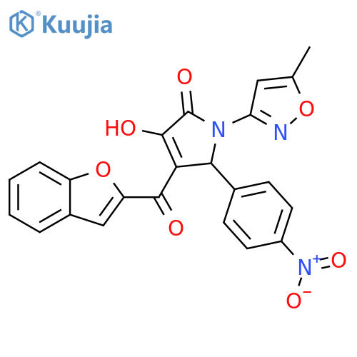 4-(1-benzofuran-2-carbonyl)-3-hydroxy-1-(5-methyl-1,2-oxazol-3-yl)-5-(4-nitrophenyl)-2,5-dihydro-1H-pyrrol-2-one structure