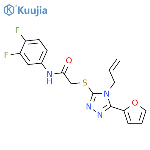 <br>2-((4-Allyl-5-(furan-2-yl)-4H-1,2,4-triazol-3-yl)thio)-N-(3,4-difluoropheny l)acetamide structure
