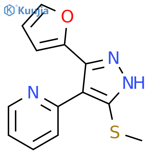 Pyridine, 2-[3-(2-furanyl)-5-(methylthio)-1H-pyrazol-4-yl]- structure