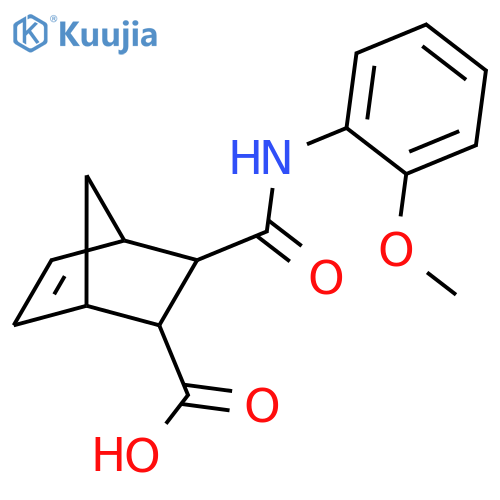 3-(2-methoxy-phenylcarbamoyl)-bicyclo[2.2.1]hept-5-ene-2-carboxylic acid structure