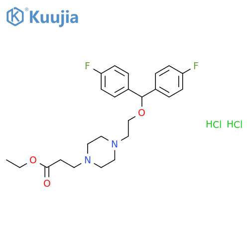 ethyl 3-(4-{2-[bis(4-fluorophenyl)methoxy]ethyl}piperazin-1-yl)propanoate dihydrochloride structure