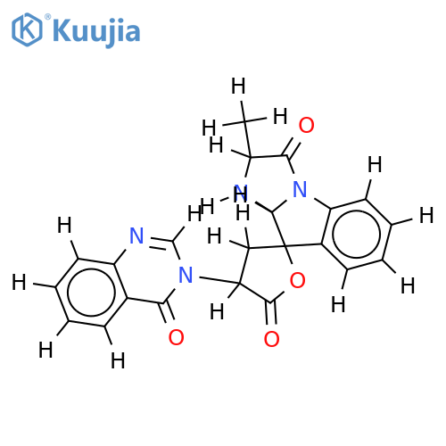 (2S)-2't'-methyl-4t-(4-oxo-4H-quinazolin-3-yl)-(2rC8'a,9'r'O,9'at')-3,4,1',9'a-tetrahydro-2'H-spiro[furan-2,9'-imidazo[1,2-a]indole]-5,3'-dione structure