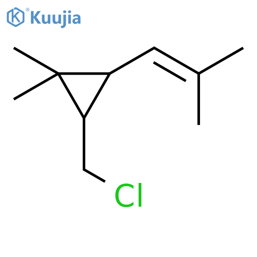 Cyclopropane, 2-(chloromethyl)-1,1-dimethyl-3-(2-methyl-1-propenyl)- structure