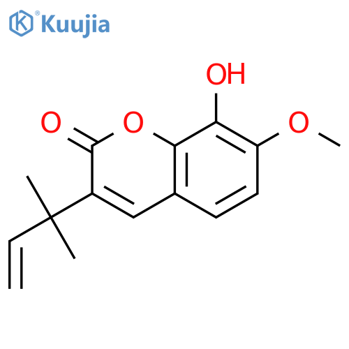 2H-1-Benzopyran-2-one,3-(1,1-dimethyl-2-propenyl)-8-hydroxy-7-methoxy- structure