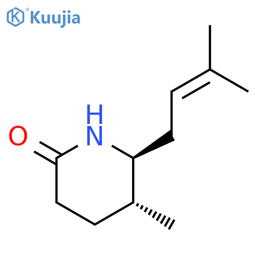 2-Piperidinone, 5-methyl-6-(3-methyl-2-butenyl)-, trans- structure