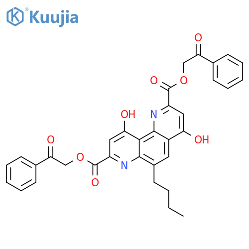 1,7-Phenanthroline-2,8-dicarboxylic acid, 6-butyl-4,10-dihydroxy-,bis(2-oxo-2-phenylethyl) ester structure