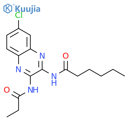 Hexanamide, N-[7-chloro-3-[(1-oxopropyl)amino]-2-quinoxalinyl]- structure
