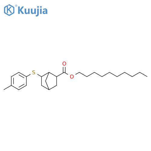 Bicyclo[2.2.1]heptane-2-carboxylic acid, 6-[(4-methylphenyl)thio]-, decyl ester structure