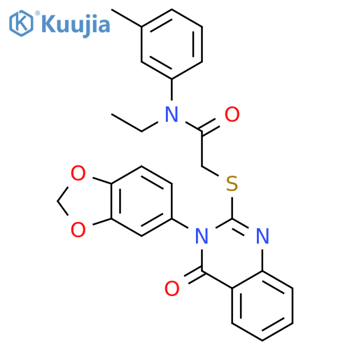 2-{[3-(1,3-benzodioxol-5-yl)-4-oxo-3,4-dihydroquinazolin-2-yl]sulfanyl}-N-ethyl-N-(3-methylphenyl)acetamide structure