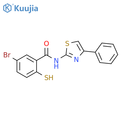 Benzamide, 5-bromo-2-mercapto-N-(4-phenyl-2-thiazolyl)- structure