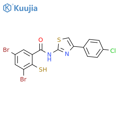 Benzamide, 3,5-dibromo-N-[4-(4-chlorophenyl)-2-thiazolyl]-2-mercapto- structure