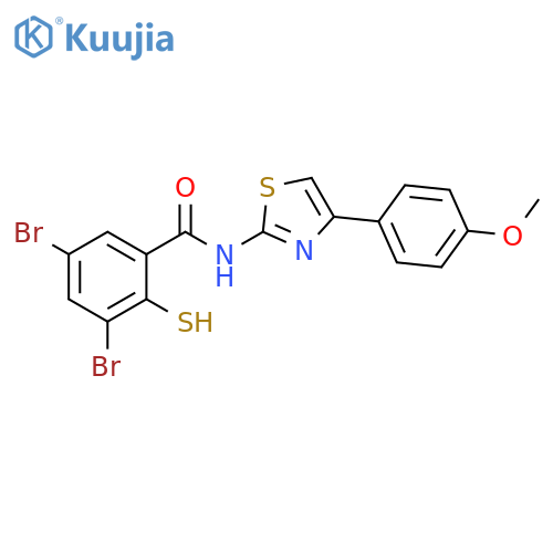 Benzamide,3,5-dibromo-2-mercapto-N-[4-(4-methoxyphenyl)-2-thiazolyl]- structure