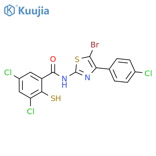Benzamide,N-[5-bromo-4-(4-chlorophenyl)-2-thiazolyl]-3,5-dichloro-2-mercapto- structure