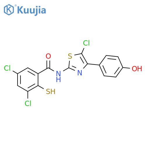 Benzamide,3,5-dichloro-N-[5-chloro-4-(4-hydroxyphenyl)-2-thiazolyl]-2-mercapto- structure