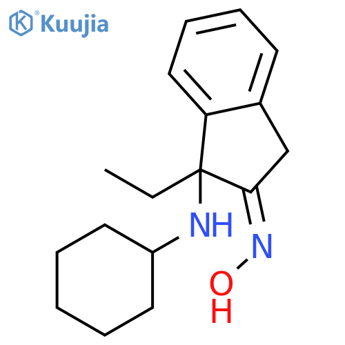 2H-Inden-2-one, 1-(cyclohexylamino)-1-ethyl-1,3-dihydro-, oxime structure