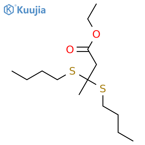 Butanoic acid, 3,3-bis(butylthio)-, ethyl ester structure