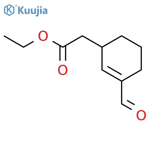 2-CYCLOHEXENE-1-ACETIC ACID, 3-FORMYL-, ETHYL ESTER structure