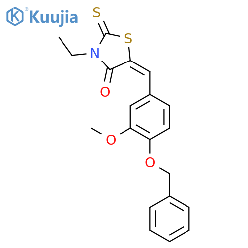 (5E)-5-[4-(benzyloxy)-3-methoxybenzylidene]-3-ethyl-2-thioxo-1,3-thiazolidin-4-one structure