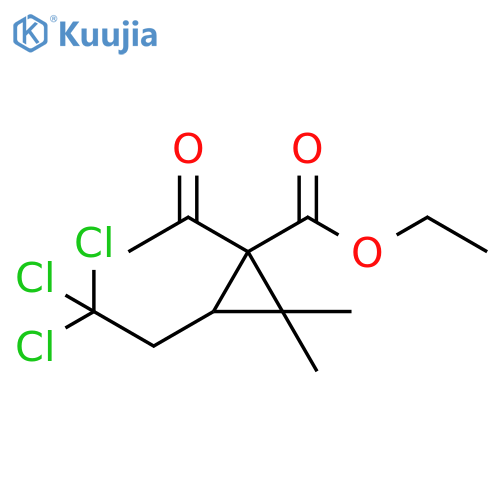 Cyclopropanecarboxylic acid,1-acetyl-2,2-dimethyl-3-(2,2,2-trichloroethyl)-, ethyl ester structure