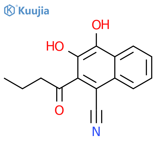 1-Naphthalenecarbonitrile, 3,4-dihydroxy-2-(1-oxobutyl)- structure
