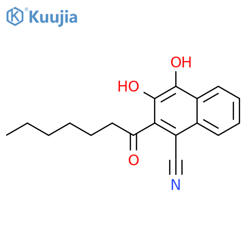 1-Naphthalenecarbonitrile, 3,4-dihydroxy-2-(1-oxoheptyl)- structure