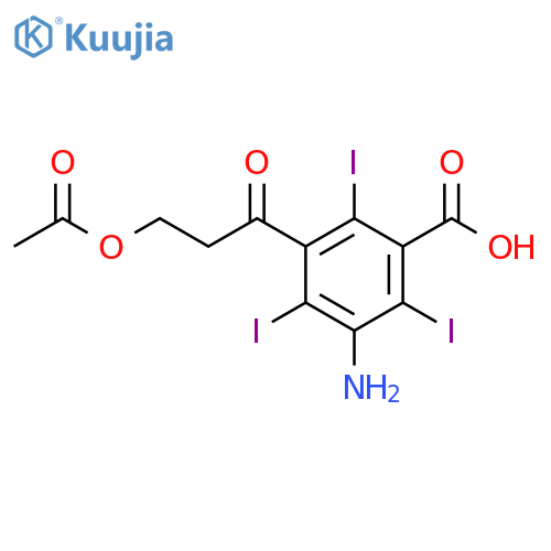 Benzoic acid, 3-[3-(acetyloxy)-1-oxopropyl]-5-amino-2,4,6-triiodo- structure