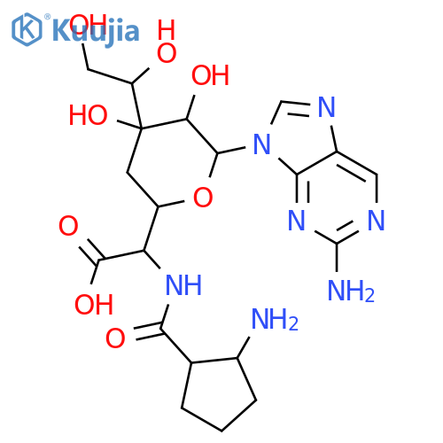 b-D-xylo-Heptopyranuronic acid,6-[[(2-aminocyclopentyl)carbonyl]amino]-1-(2-amino-9H-purin-9-yl)-1,4,6-trideoxy-3-C-(1,2-dihydroxyethyl)-,(6x)- (9CI) structure