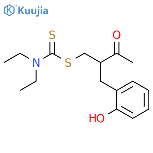 Carbamodithioic acid, diethyl-, 2-[(2-hydroxyphenyl)methyl]-3-oxobutyl ester (9CI) structure