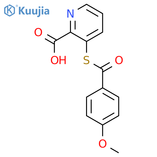 2-Pyridinecarboxylic acid, 3-[(4-methoxybenzoyl)thio]- structure