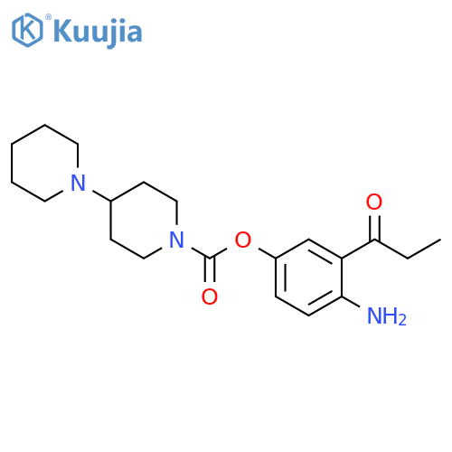 [1,4'-Bipiperidine]-1'-carboxylic acid, 4-amino-3-(1-oxopropyl)phenyl ester structure