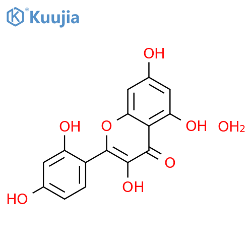 2-(2,4-dihydroxyphenyl)-3,5,7-trihydroxy-4H-chromen-4-one hydrate structure
