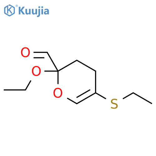 2H-Pyran-2-carboxaldehyde, 2-ethoxy-5-(ethylthio)-3,4-dihydro- structure