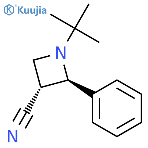 3-AZETIDINECARBONITRILE, 1-(1,1-DIMETHYLETHYL)-2-PHENYL-, TRANS- structure