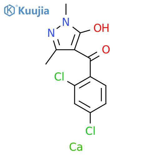 Methanone, (2,4-dichlorophenyl)(5-hydroxy-1,3-dimethyl-1H-pyrazol-4-yl)-, calcium salt (2:1) structure