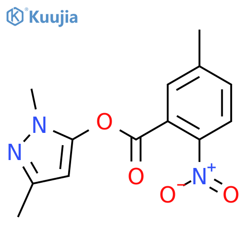 Benzoic acid, 5-methyl-2-nitro-, 1,3-dimethyl-1H-pyrazol-5-yl ester structure