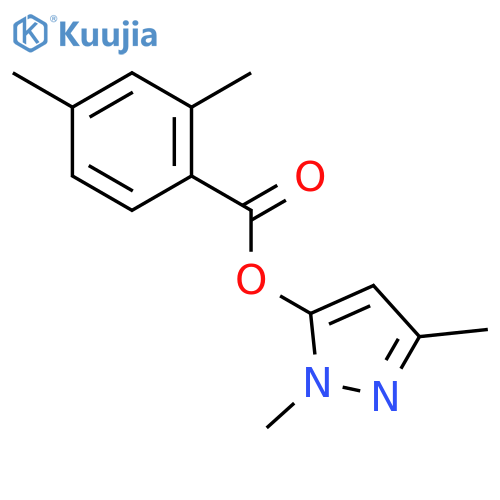 Benzoic acid, 2,4-dimethyl-, 1,3-dimethyl-1H-pyrazol-5-yl ester structure