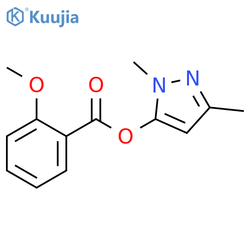 Benzoic acid, 2-methoxy-, 1,3-dimethyl-1H-pyrazol-5-yl ester structure