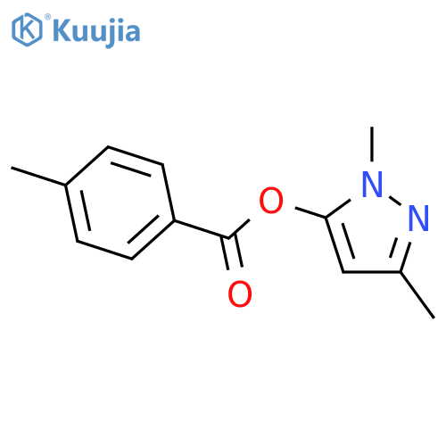 Benzoic acid, 4-methyl-, 1,3-dimethyl-1H-pyrazol-5-yl ester structure