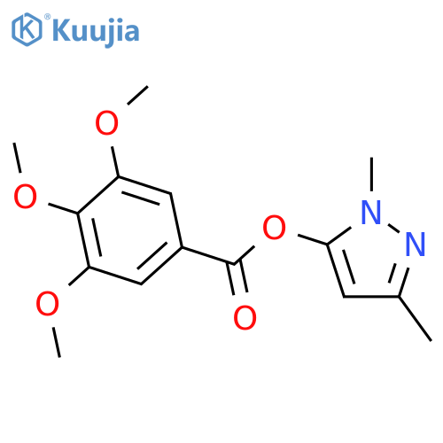 Benzoic acid, 3,4,5-trimethoxy-, 1,3-dimethyl-1H-pyrazol-5-yl ester structure