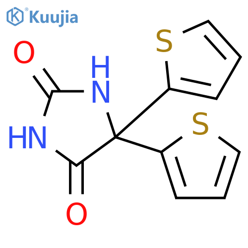 5,5-bis(thiophen-2-yl)imidazolidine-2,4-dione structure