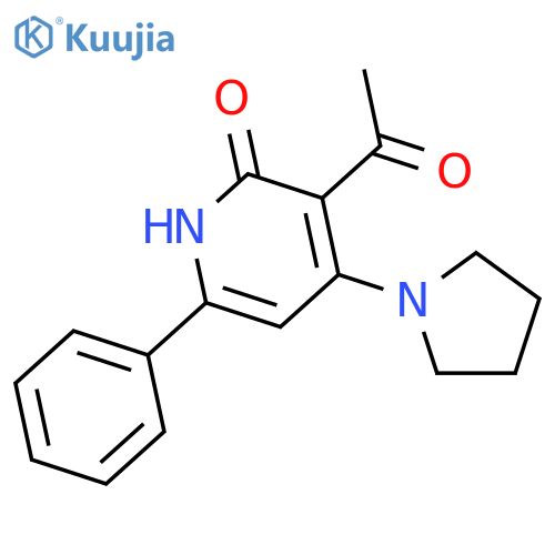 2(1H)-Pyridinone, 3-acetyl-6-phenyl-4-(1-pyrrolidinyl)- structure