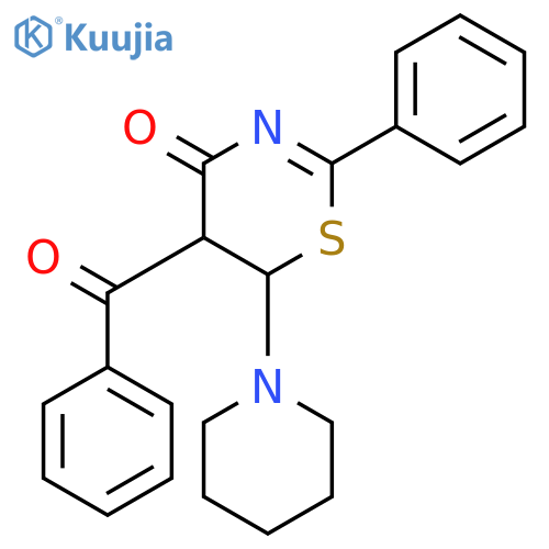 4H-1,3-Thiazin-4-one, 5-benzoyl-5,6-dihydro-2-phenyl-6-(1-piperidinyl)- structure