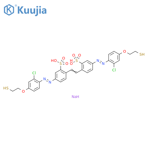 Benzenesulfonic acid, 2,2'-(1,2-ethenediyl)bis[5-[[2-chloro-4-(2-mercaptoethoxy)phenyl]azo]-, disodium salt (9CI) structure