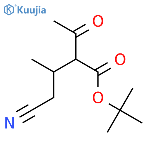 Butanoic acid, 2-acetyl-4-cyano-3-methyl-, 1,1-dimethylethyl ester structure