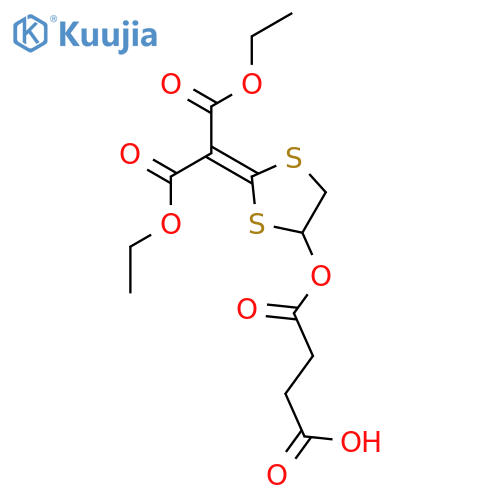 4-({2-[2-ethoxy-1-(ethoxycarbonyl)-2-oxoethylidene]-1,3-dithiolan-4-yl}oxy)-4-oxobutanoic acid structure