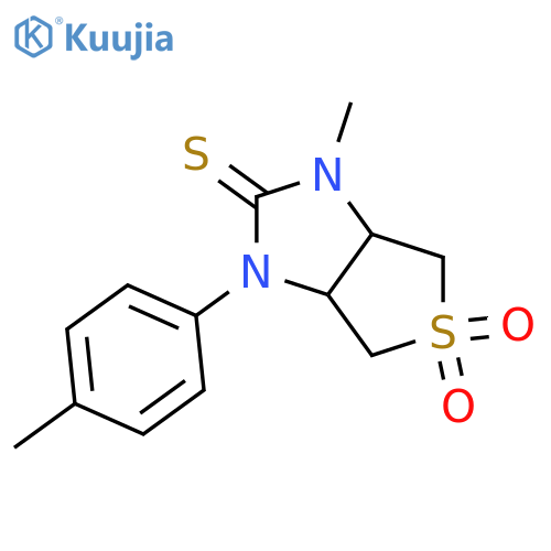 1-methyl-3-(4-methylphenyl)-2-sulfanylidene-hexahydro-1H-5lambda6-thieno3,4-dimidazole-5,5-dione structure
