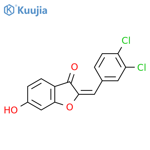 (2Z)-2-(3,4-dichlorophenyl)methylidene-6-hydroxy-2,3-dihydro-1-benzofuran-3-one structure