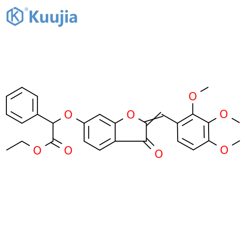 ethyl 2-{(2Z)-3-oxo-2-(2,3,4-trimethoxyphenyl)methylidene-2,3-dihydro-1-benzofuran-6-yloxy}-2-phenylacetate structure
